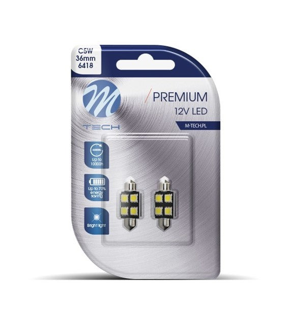 BLISTER M-TECH PREMIUM LB328W - C5W 36MM, 12V 4XSMD5050 LED,