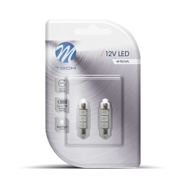 BLISTER 2X M-TECH ECONO LB310B - C5W 36MM, 3XSMD5050 LED, 12V CANBUS, BLUE