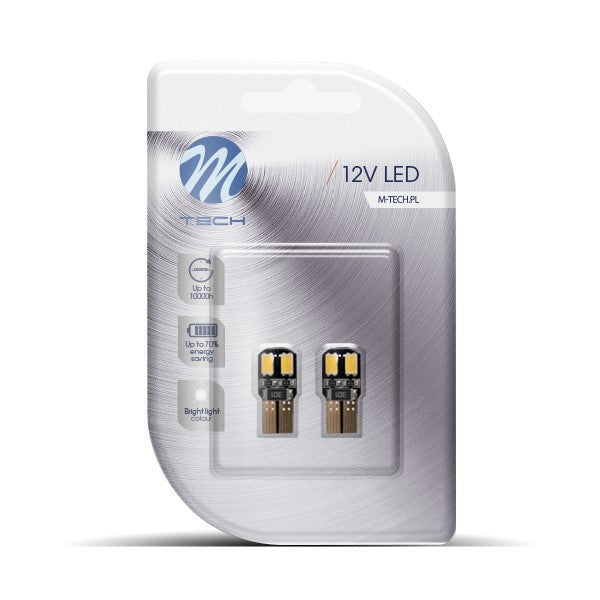 BLISTER 2X M-TECH ECONO LB323W - W5W, 4XSMD5730 LED, 12V CANBUS, WHITE